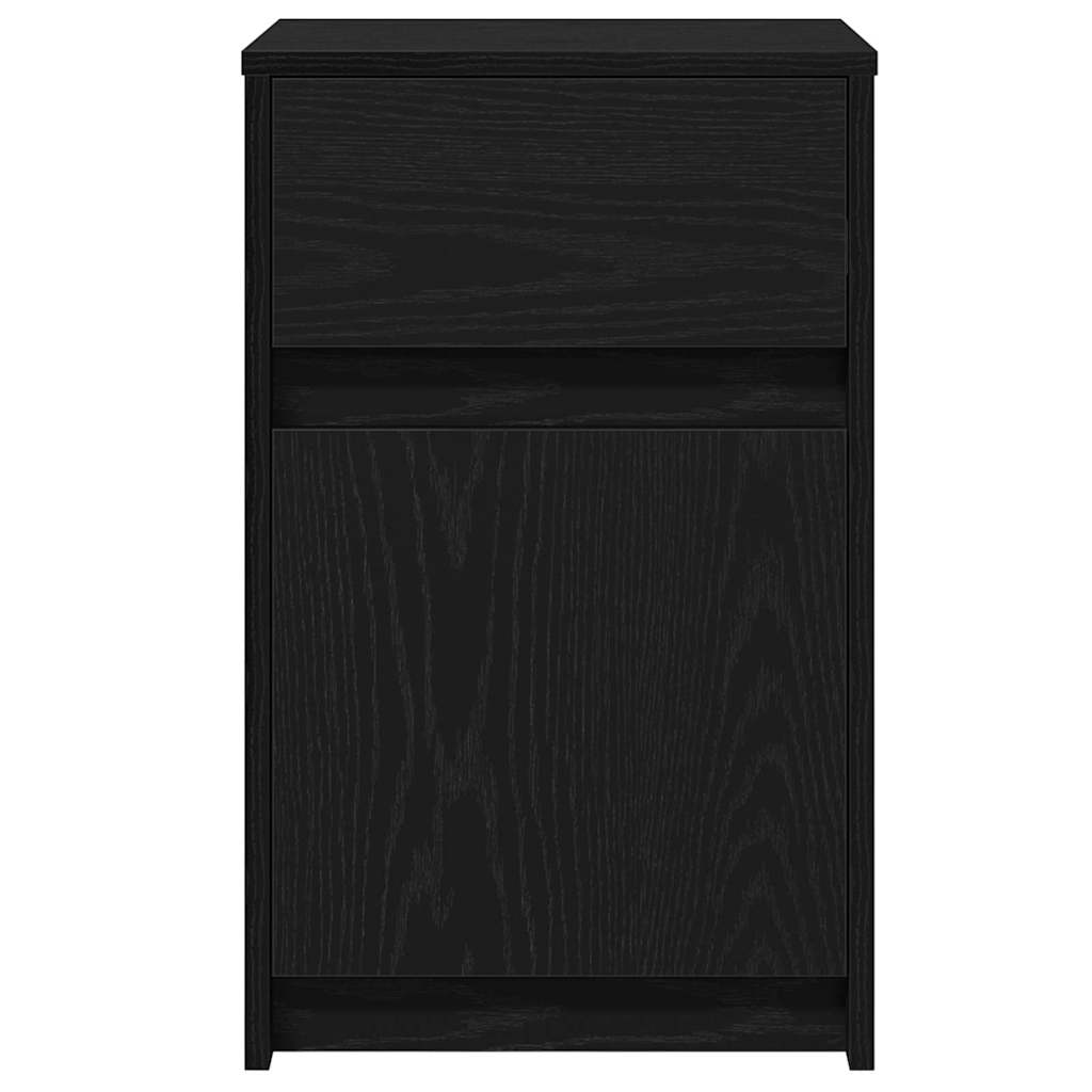 vidaXL LED Stolik nocny z szufladą Czarny dąb 38 x 34 x 61 cm