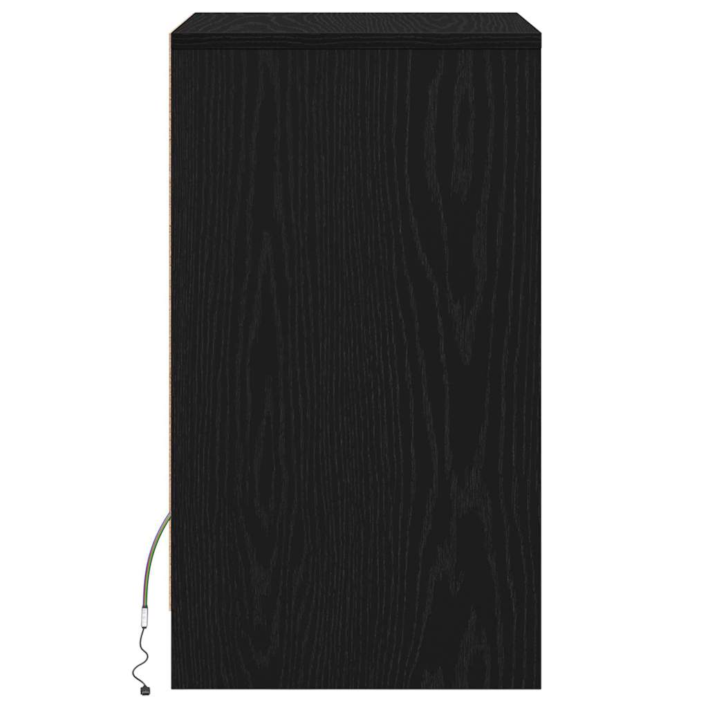 vidaXL LED Stolik nocny z szufladą Czarny dąb 38 x 34 x 61 cm