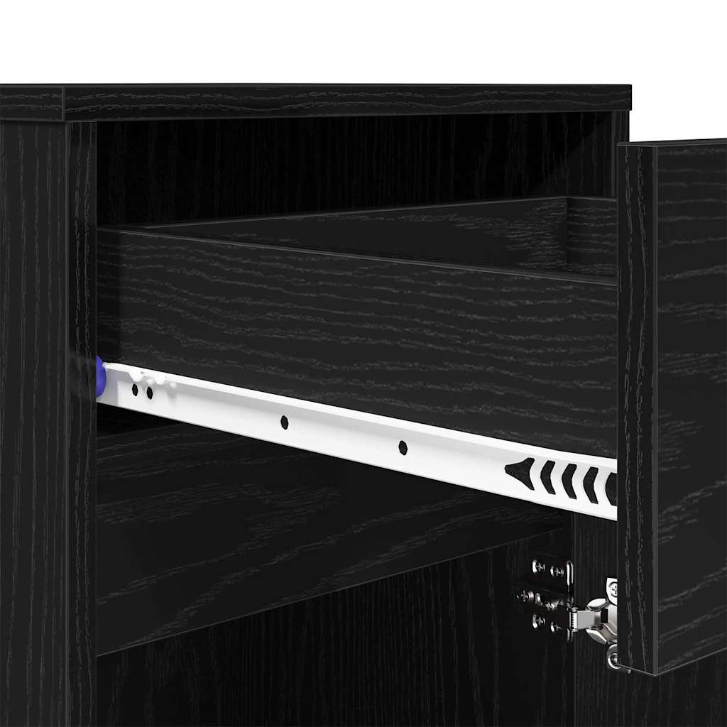 vidaXL LED Stolik nocny z szufladą 2 pcs Czarny dąb 38 x 34 x 61 cm