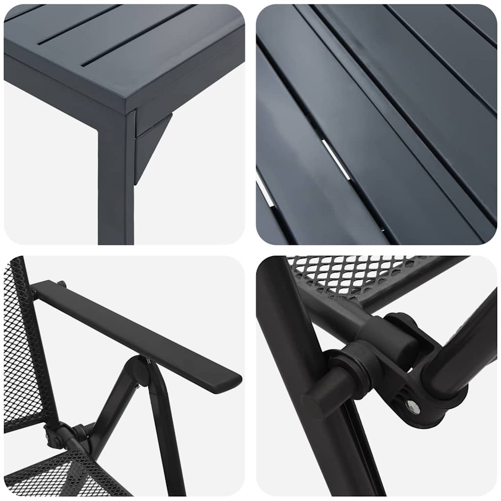 vidaXL Zestaw do jadalni w ogrodzie 9 pcs Antracyt