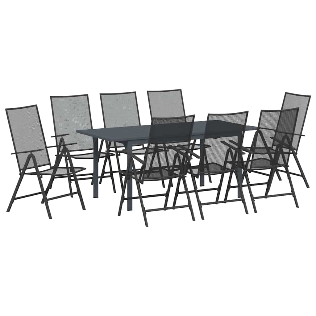 vidaXL Zestaw do jadalni w ogrodzie 9 pcs Antracyt