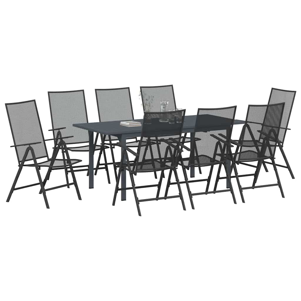 vidaXL Zestaw do jadalni w ogrodzie 9 pcs Antracyt
