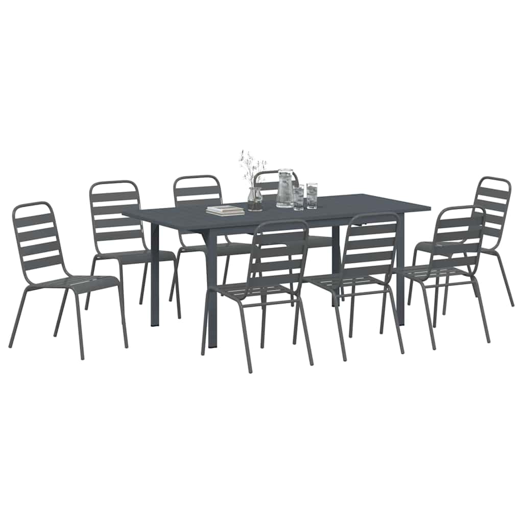 vidaXL Zestaw do jadalni w ogrodzie 9 pcs Antracyt