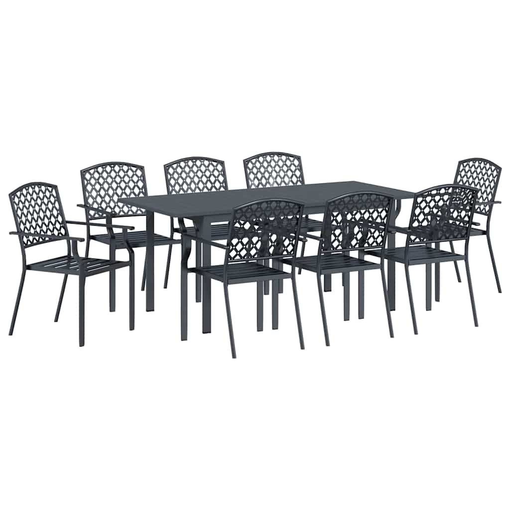 vidaXL Zestaw do jadalni w ogrodzie 9 pcs Antracyt