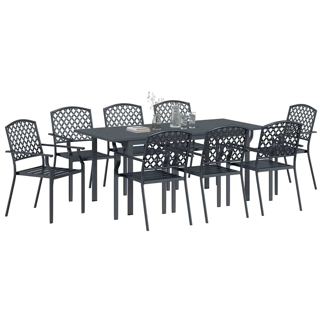 vidaXL Zestaw do jadalni w ogrodzie 9 pcs Antracyt