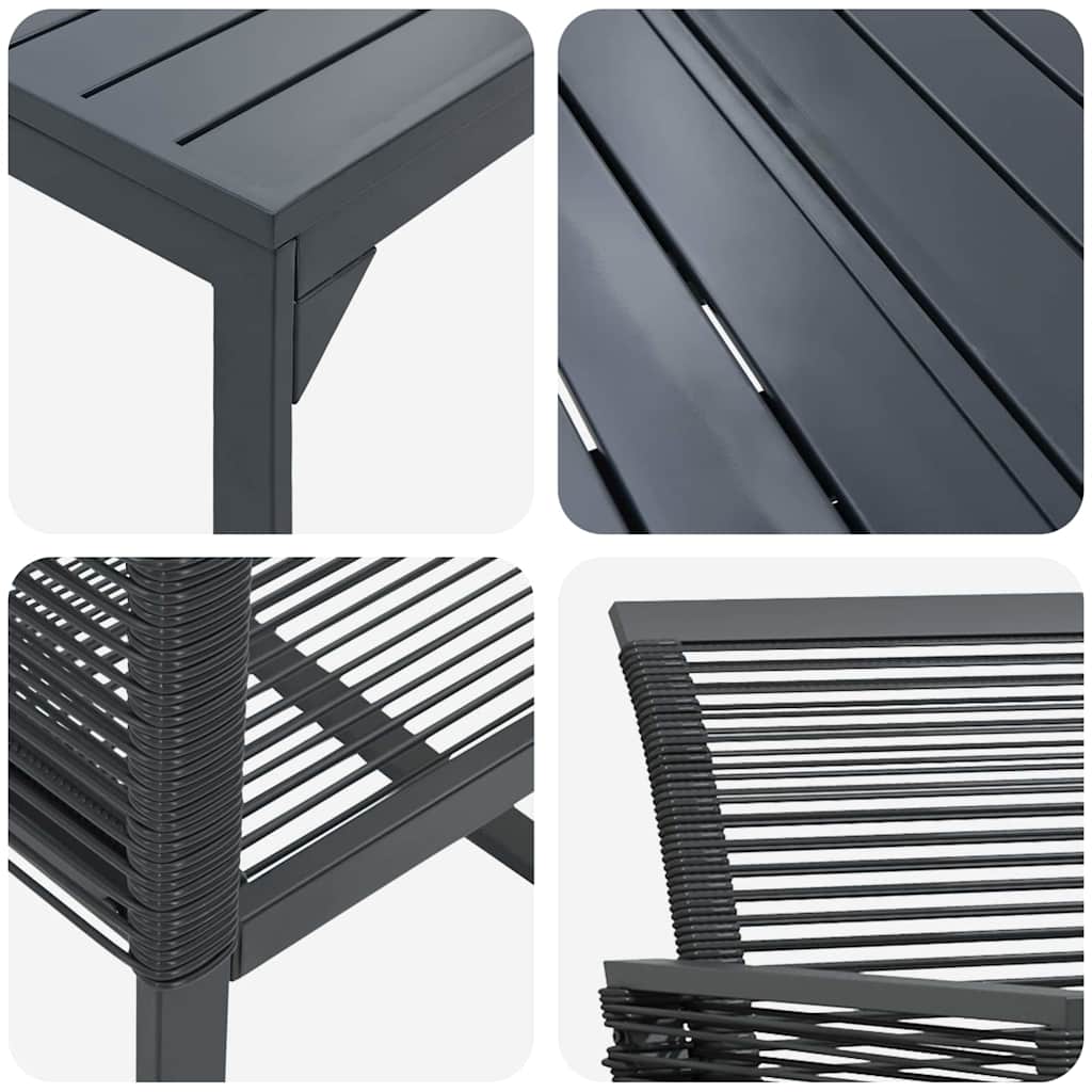 vidaXL Zestaw do jadalni w ogrodzie 7 pcs Czarny polirattan