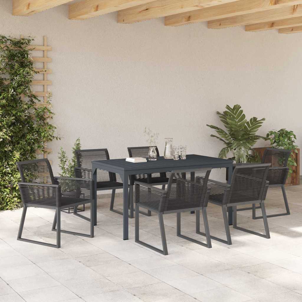 vidaXL Zestaw do jadalni w ogrodzie 7 pcs Czarny polirattan