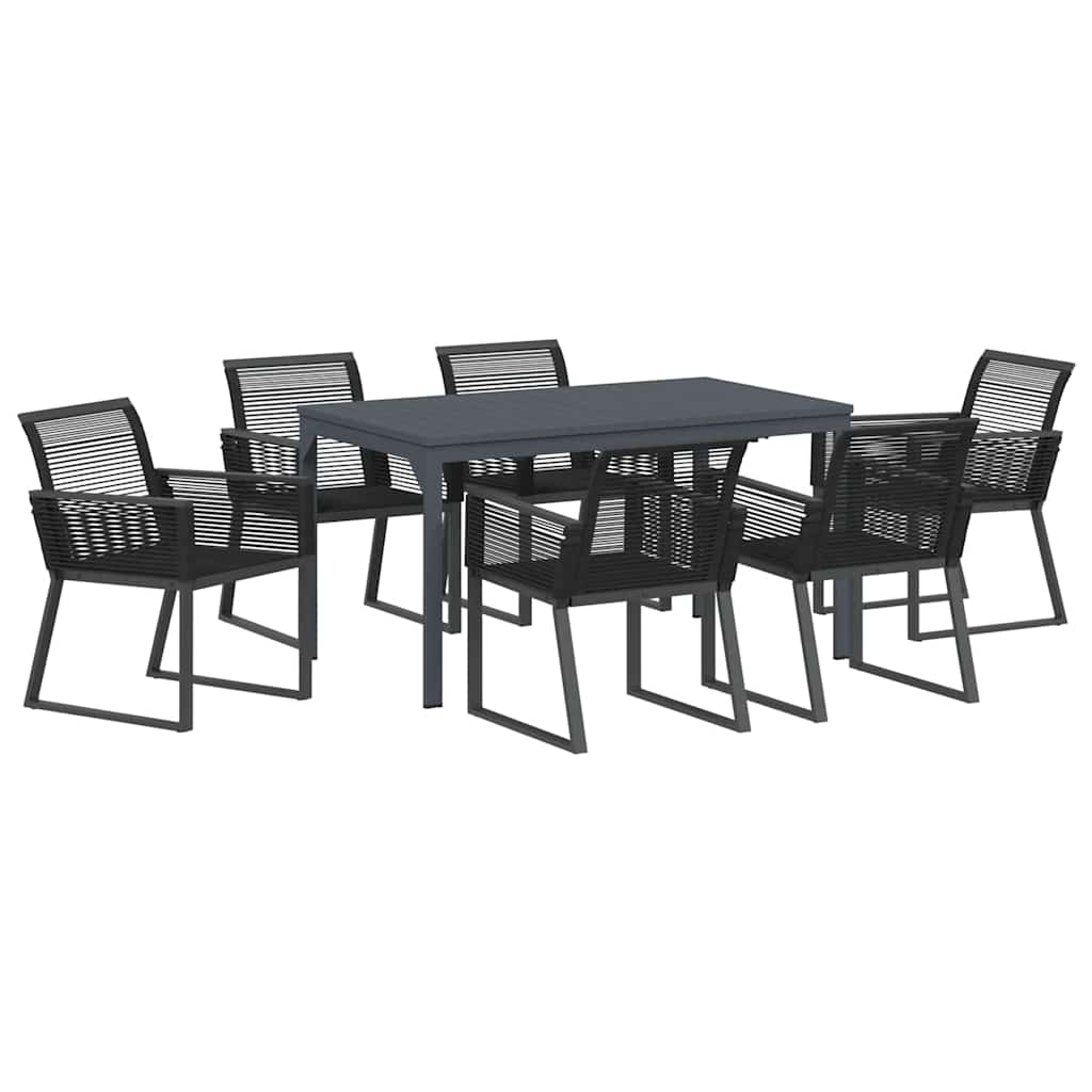 vidaXL Zestaw do jadalni w ogrodzie 7 pcs Czarny polirattan
