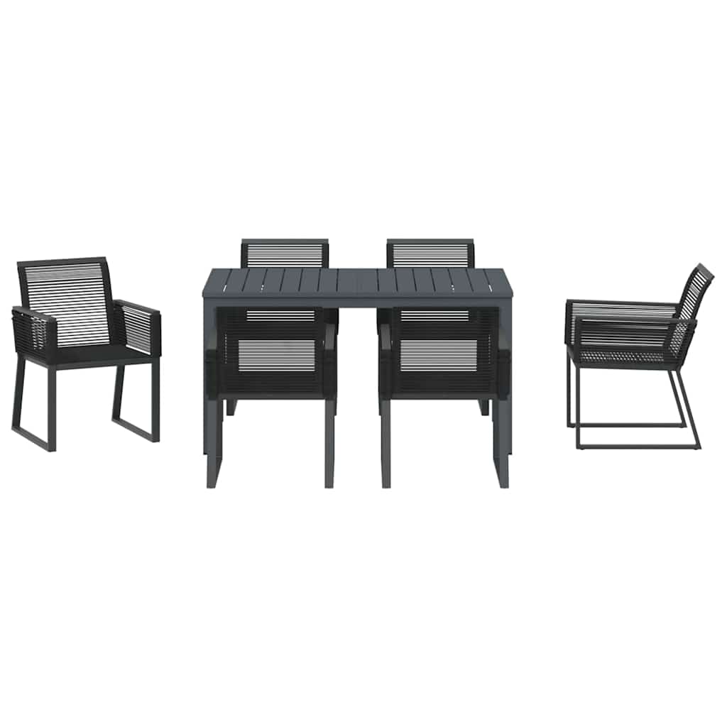 vidaXL Zestaw do jadalni w ogrodzie 7 pcs Czarny polirattan