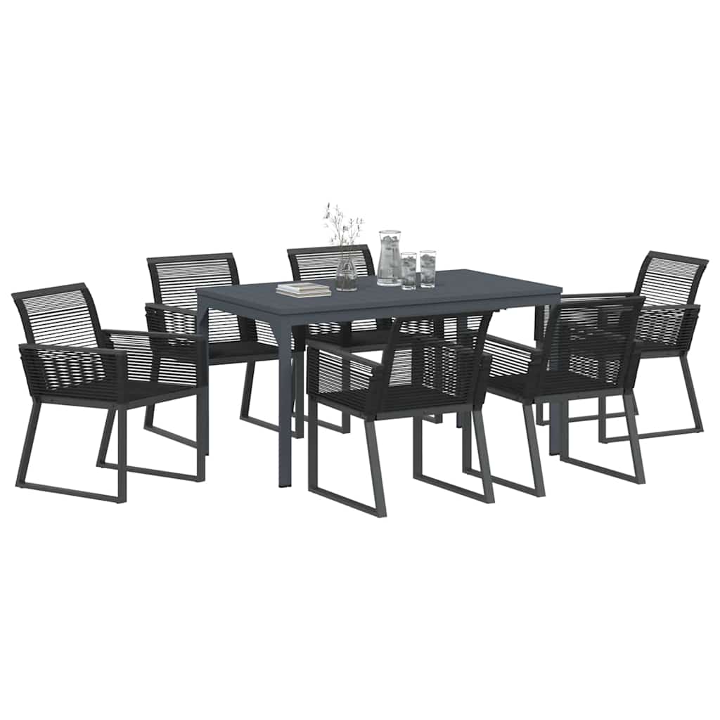 vidaXL Zestaw do jadalni w ogrodzie 7 pcs Czarny polirattan