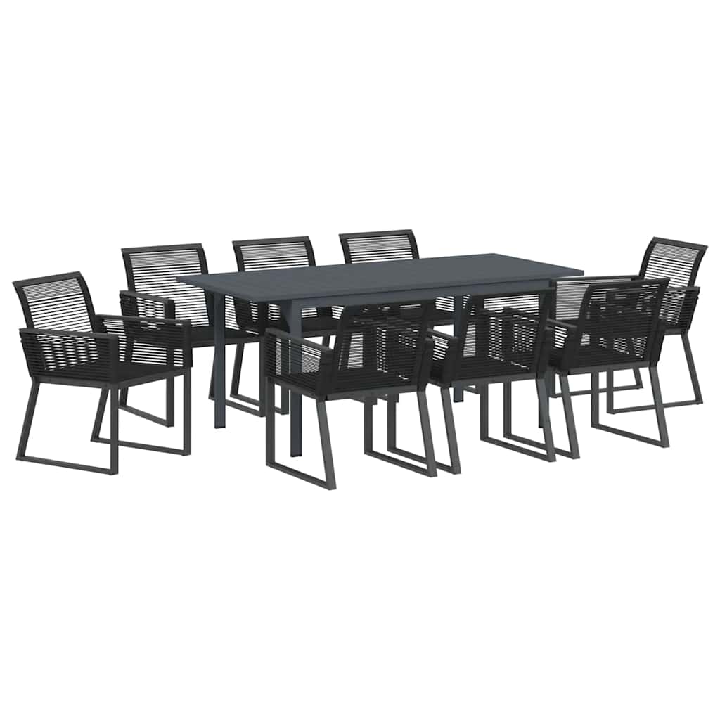 vidaXL Zestaw do jadalni w ogrodzie 9 pcs Czarny polirattan