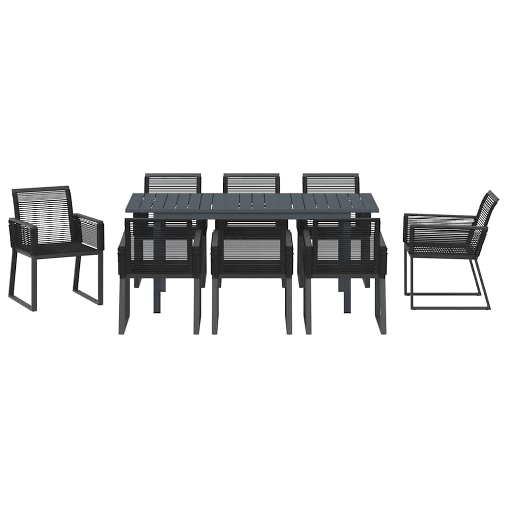 vidaXL Zestaw do jadalni w ogrodzie 9 pcs Czarny polirattan