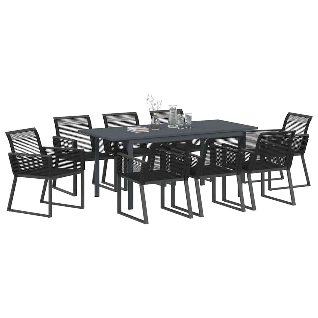 vidaXL Zestaw do jadalni w ogrodzie 9 pcs Czarny polirattan