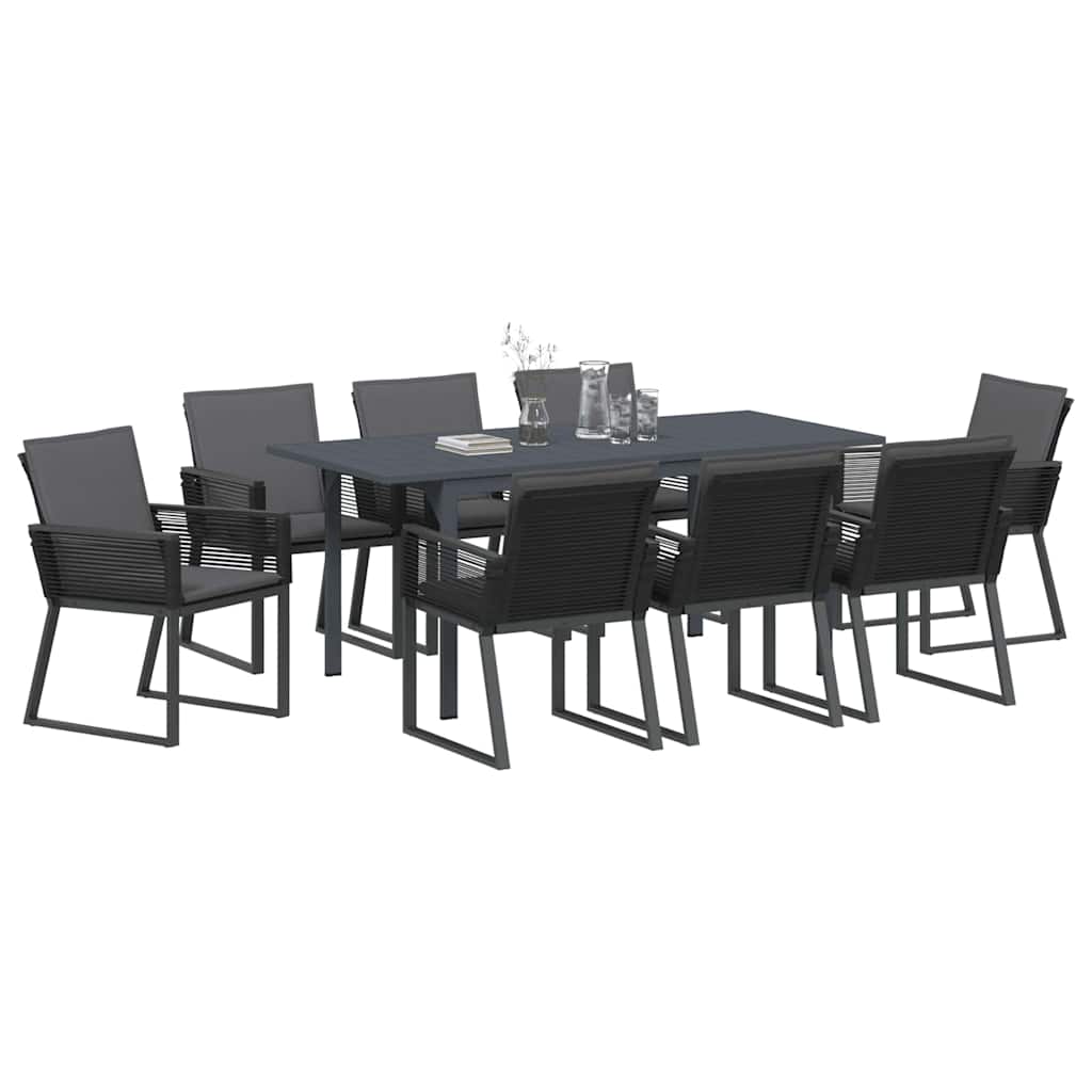 vidaXL Zestaw do jadalni w ogrodzie 9 pcs Antracyt polirattan