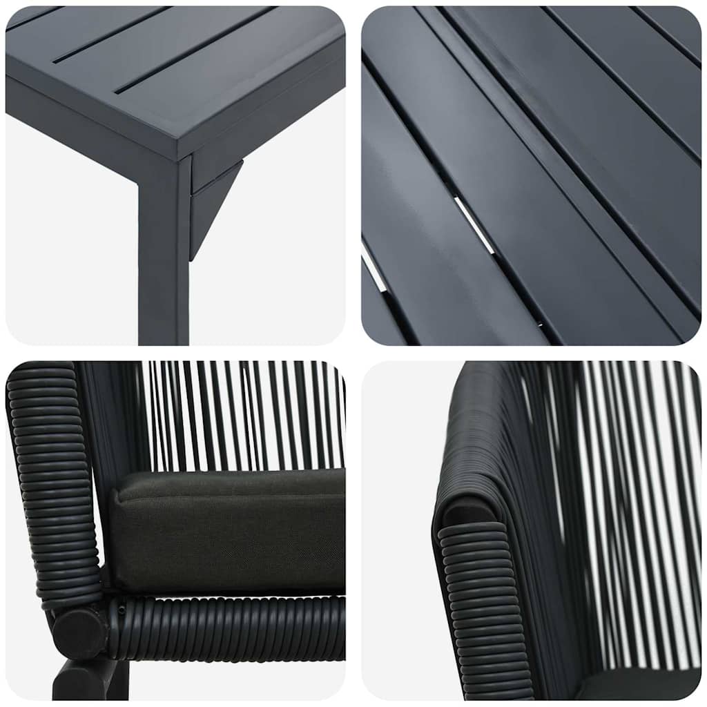vidaXL Zestaw do jadalni w ogrodzie 7 pcs Czarny polirattan