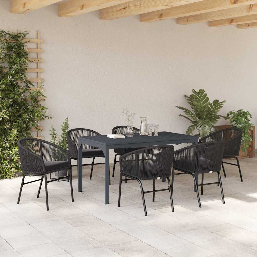 vidaXL Zestaw do jadalni w ogrodzie 7 pcs Czarny polirattan