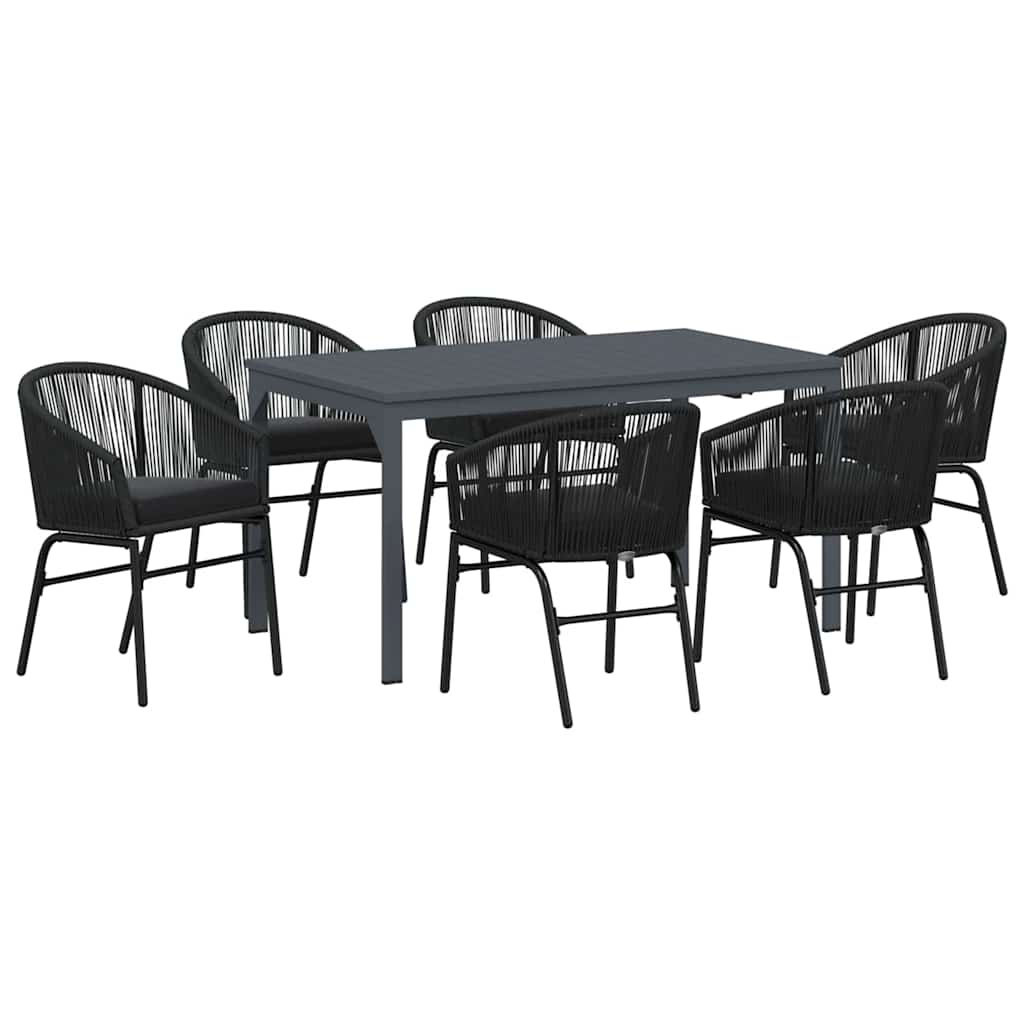 vidaXL Zestaw do jadalni w ogrodzie 7 pcs Czarny polirattan