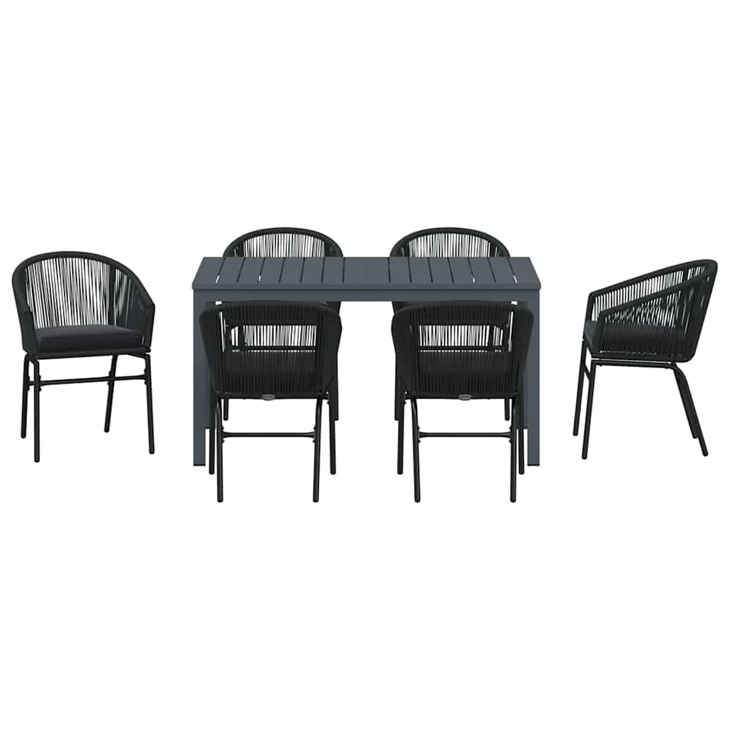 vidaXL Zestaw do jadalni w ogrodzie 7 pcs Czarny polirattan
