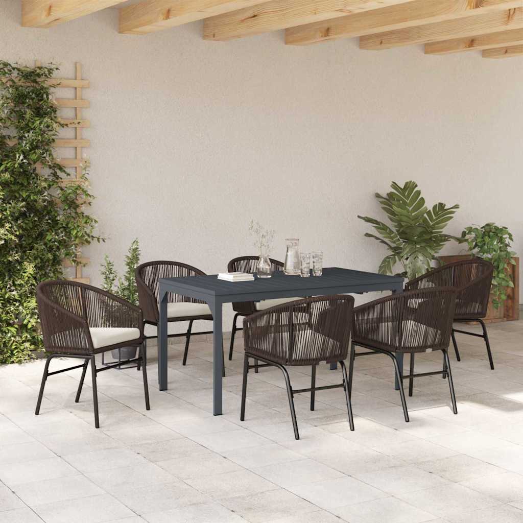 vidaXL Zestaw do jadalni w ogrodzie 7 pcs Brązowy polirattan