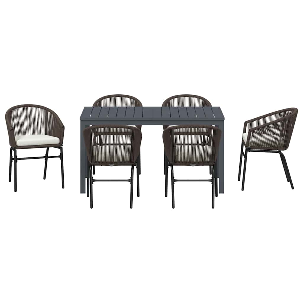 vidaXL Zestaw do jadalni w ogrodzie 7 pcs Brązowy polirattan