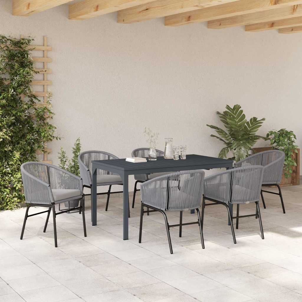 vidaXL Zestaw do jadalni w ogrodzie 7 pcs Szary polirattan