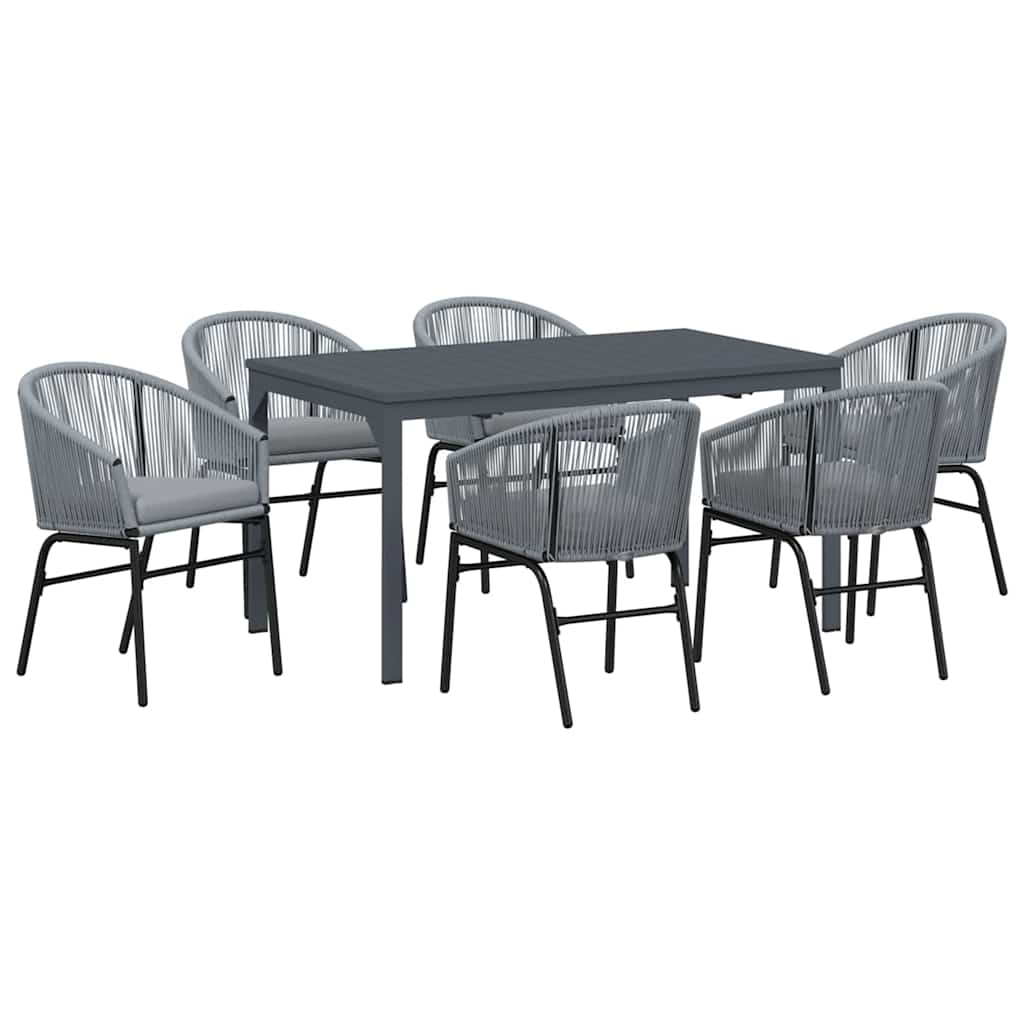 vidaXL Zestaw do jadalni w ogrodzie 7 pcs Szary polirattan