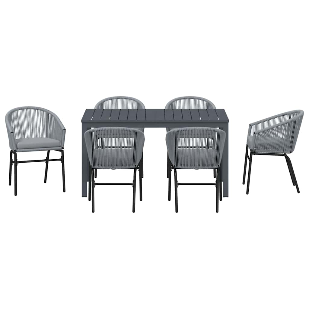 vidaXL Zestaw do jadalni w ogrodzie 7 pcs Szary polirattan