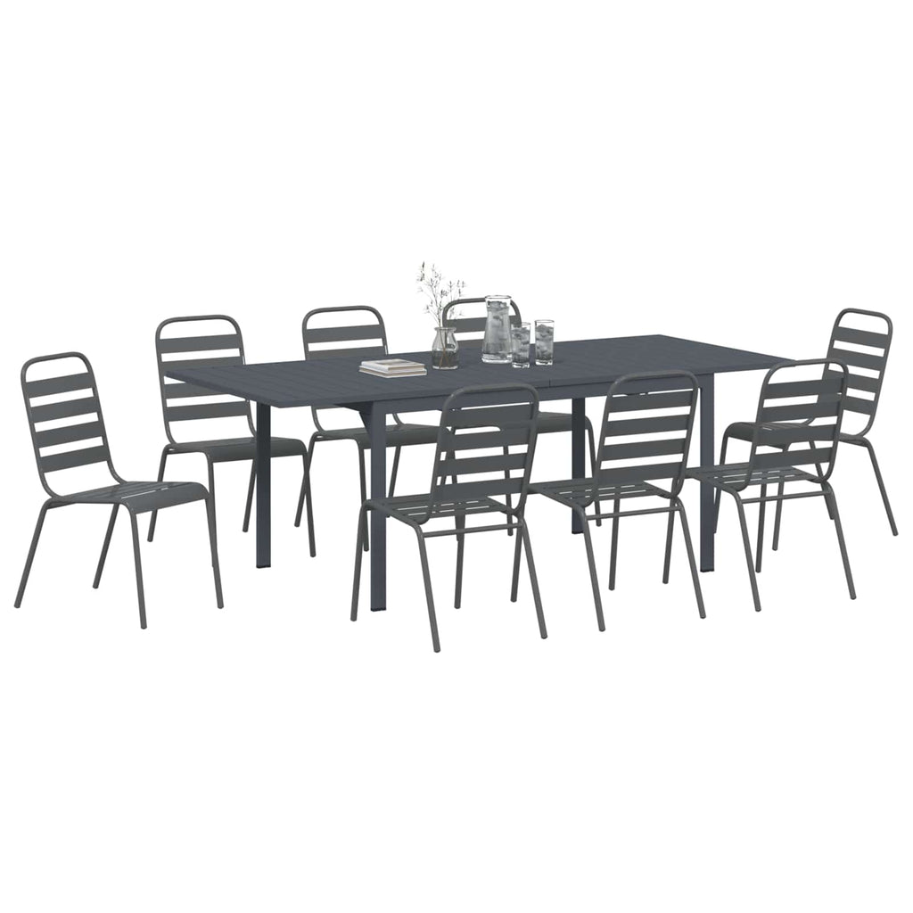 vidaXL Zestaw do jadalni w ogrodzie 9 pcs Antracyt