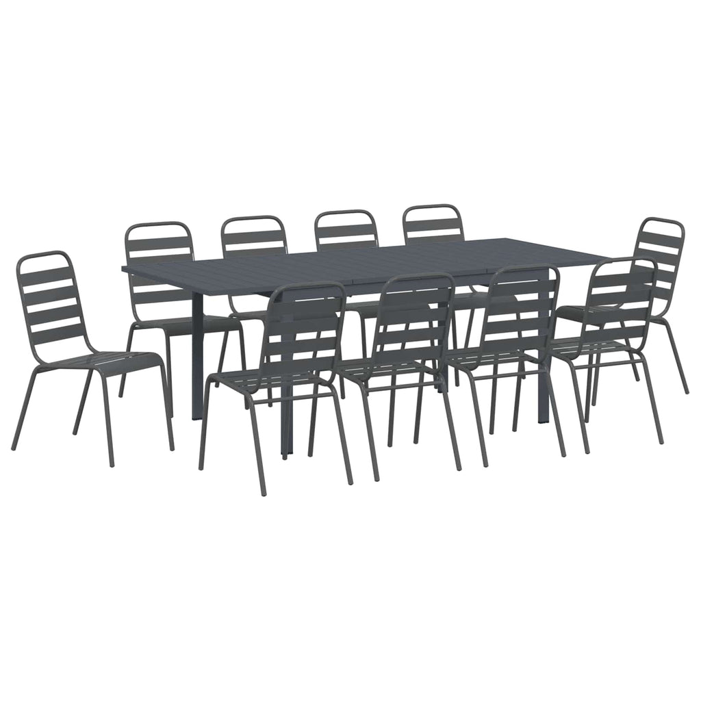 vidaXL Zestaw do jadalni w ogrodzie 11 pcs Antracyt