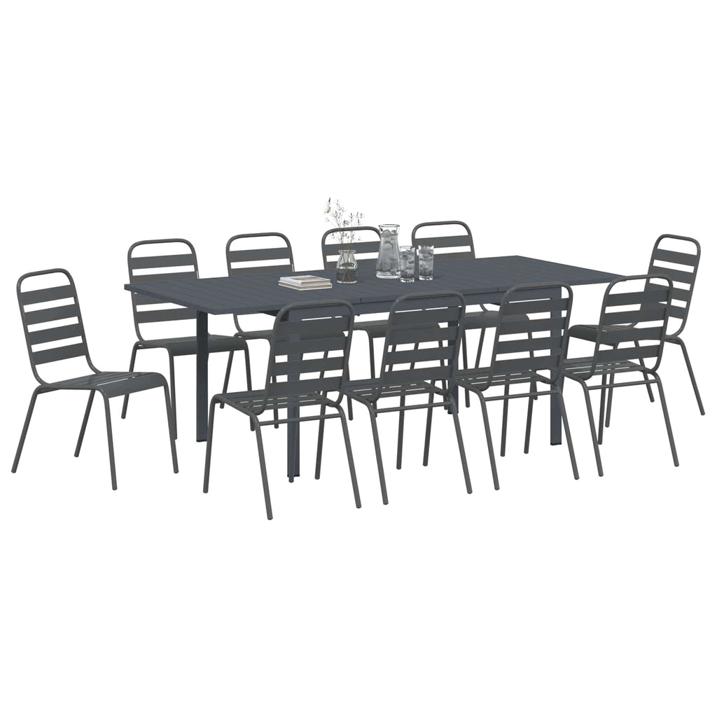 vidaXL Zestaw do jadalni w ogrodzie 11 pcs Antracyt