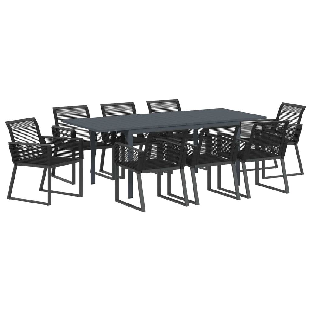 vidaXL Zestaw do jadalni w ogrodzie 9 pcs Czarny polirattan