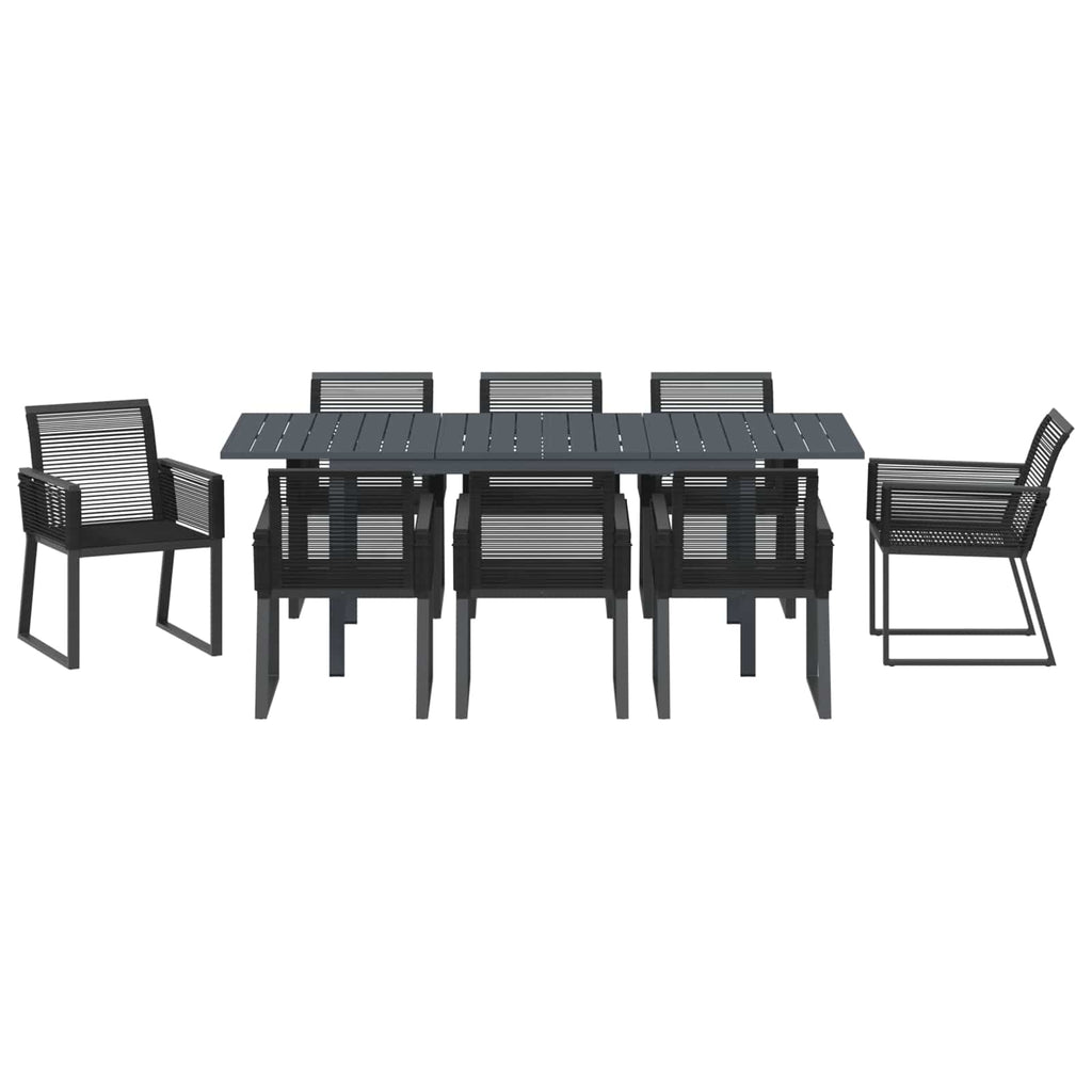 vidaXL Zestaw do jadalni w ogrodzie 9 pcs Czarny polirattan