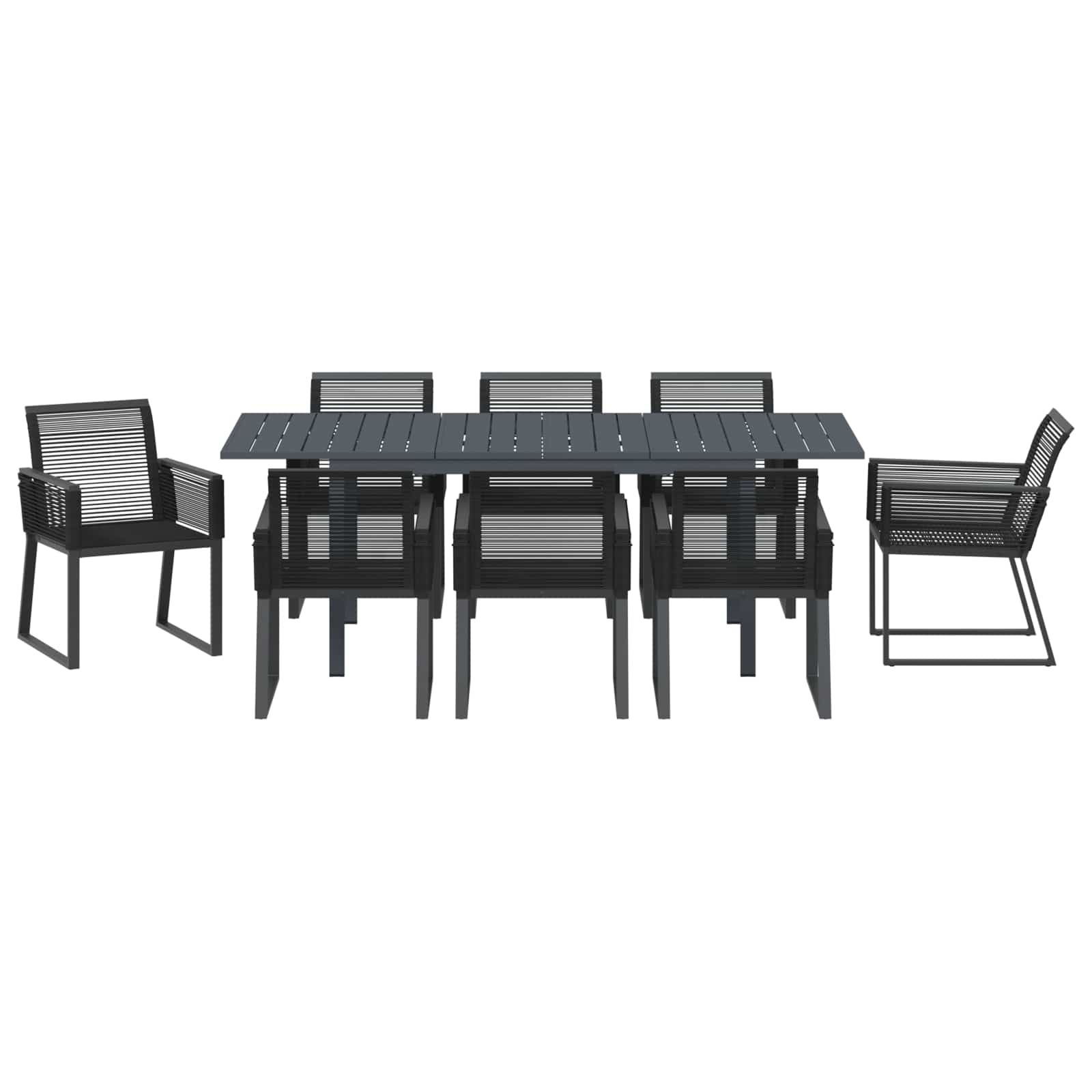 vidaXL Zestaw do jadalni w ogrodzie 9 pcs Czarny polirattan