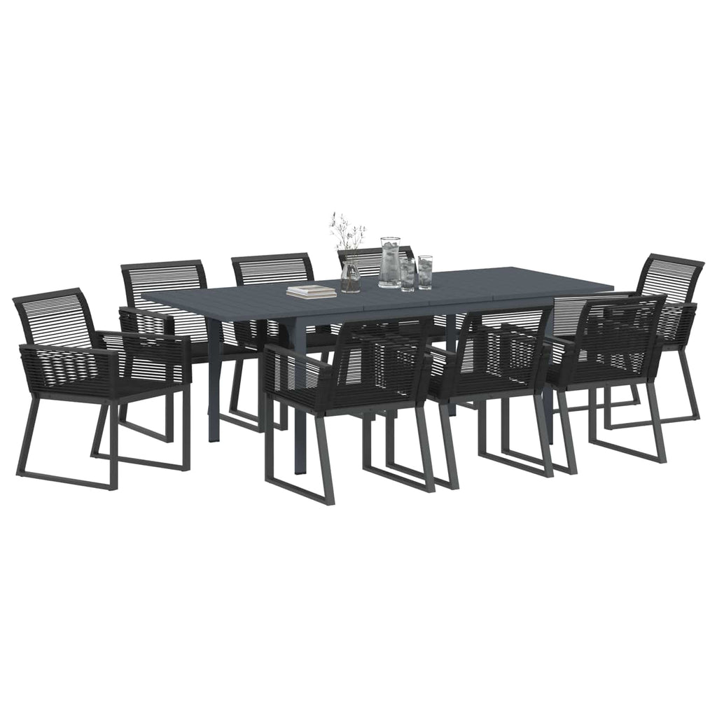vidaXL Zestaw do jadalni w ogrodzie 9 pcs Czarny polirattan