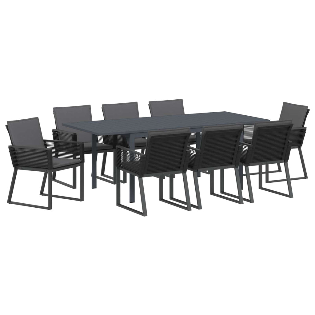 vidaXL Zestaw do jadalni w ogrodzie 9 pcs Czarny polirattan