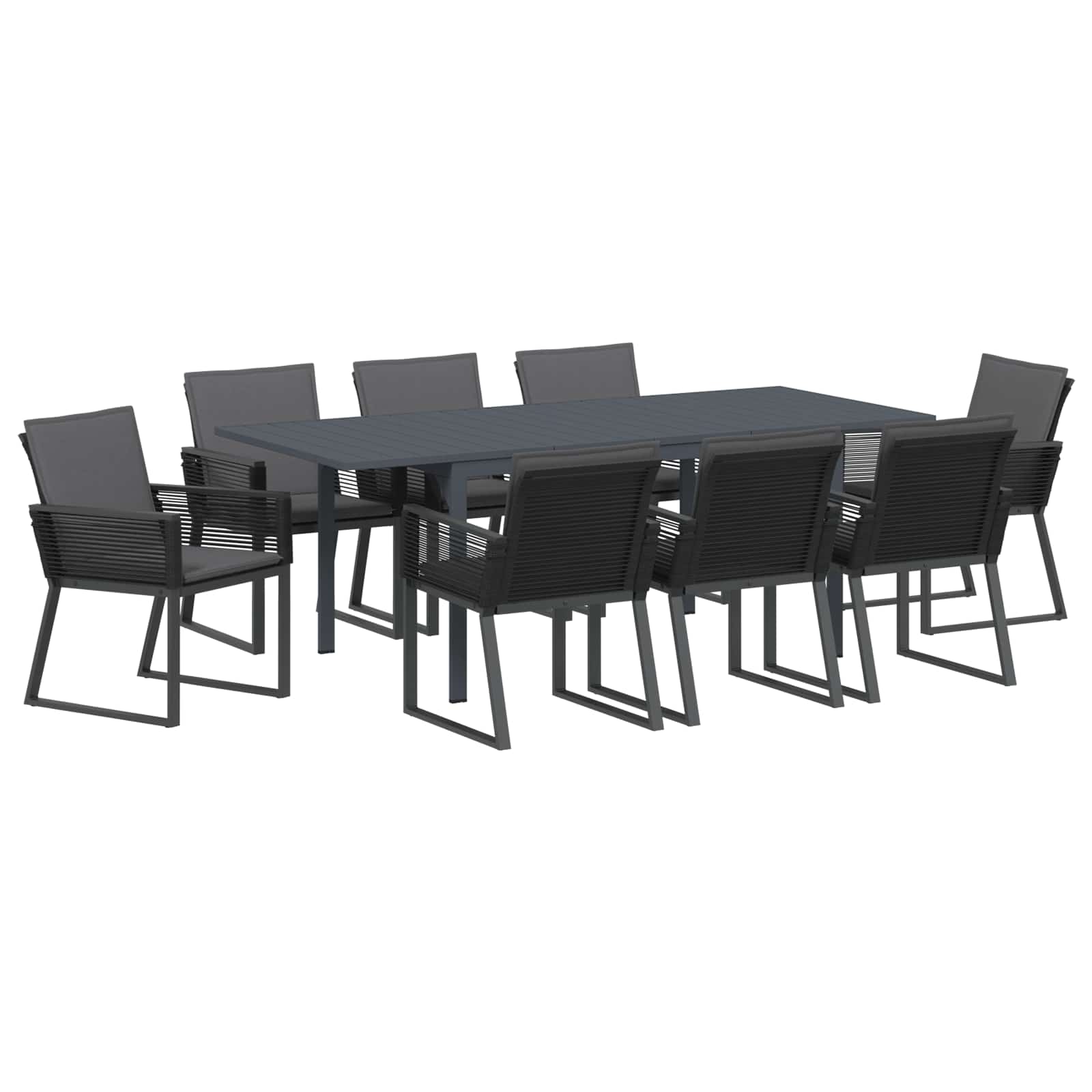 vidaXL Zestaw do jadalni w ogrodzie 9 pcs Czarny polirattan