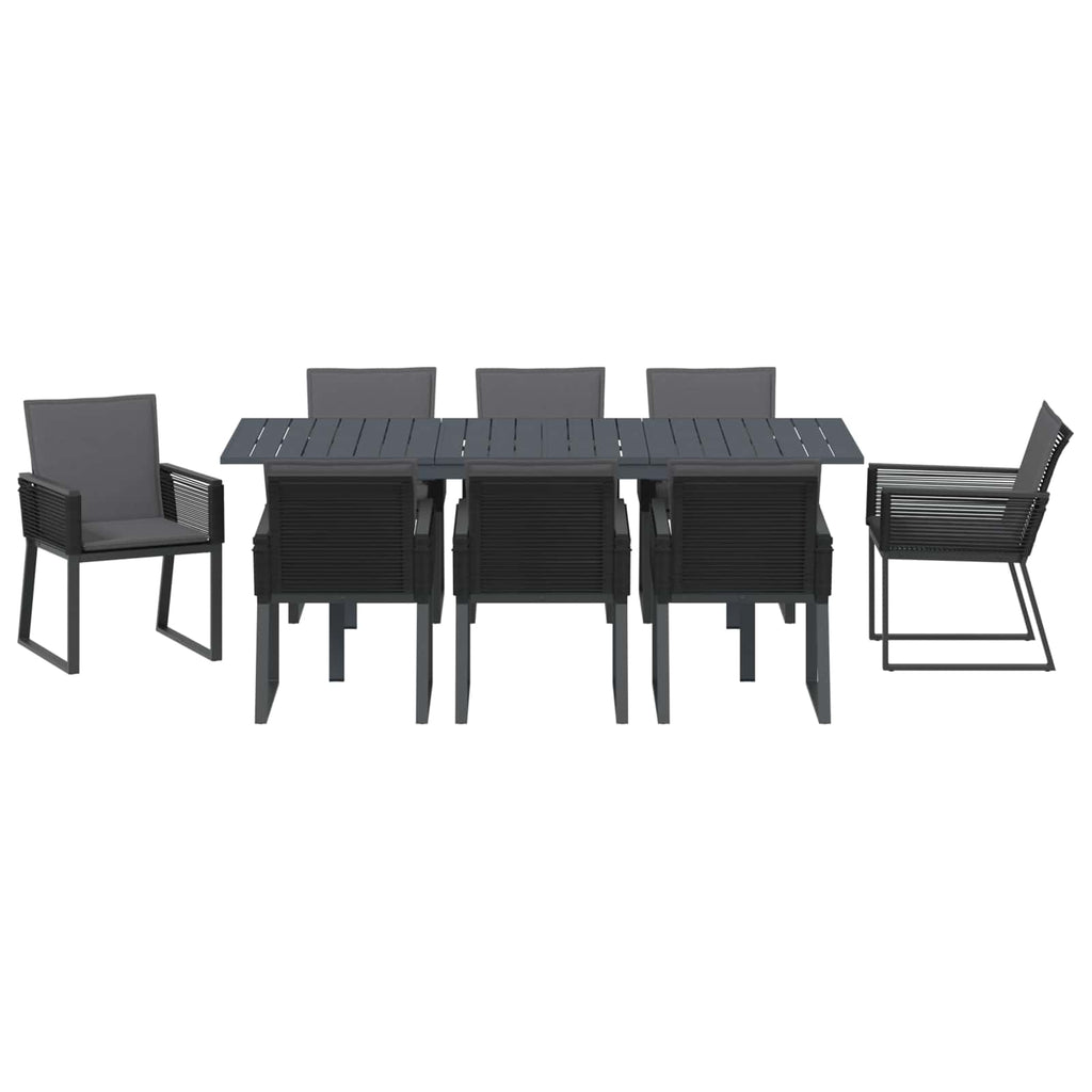 vidaXL Zestaw do jadalni w ogrodzie 9 pcs Czarny polirattan