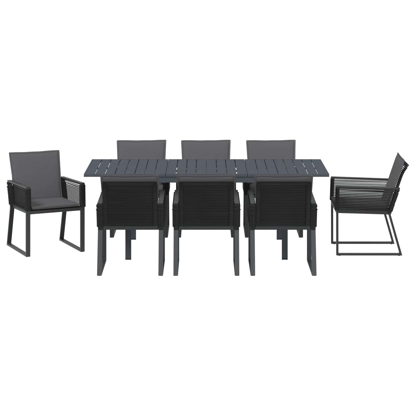 vidaXL Zestaw do jadalni w ogrodzie 9 pcs Czarny polirattan