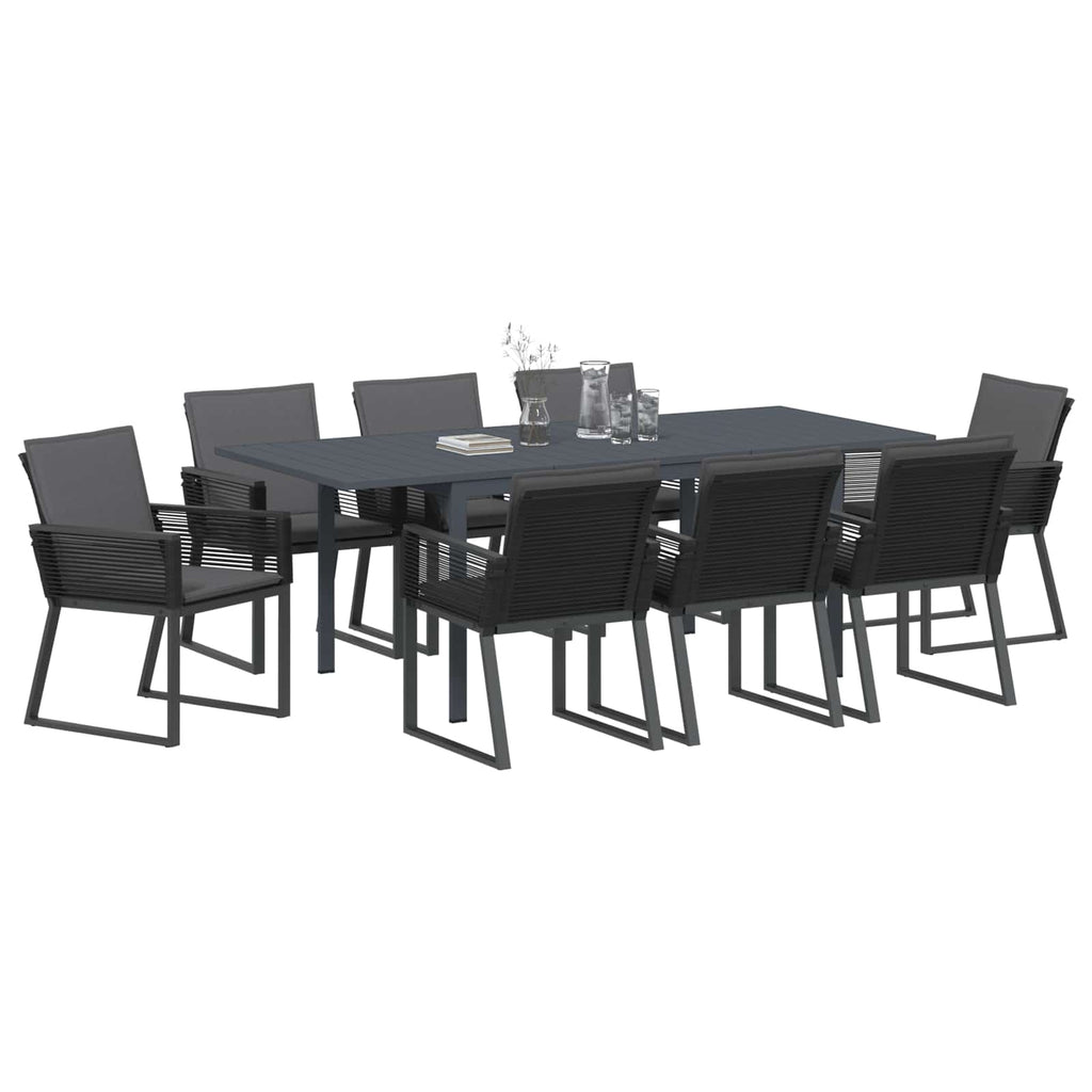 vidaXL Zestaw do jadalni w ogrodzie 9 pcs Czarny polirattan