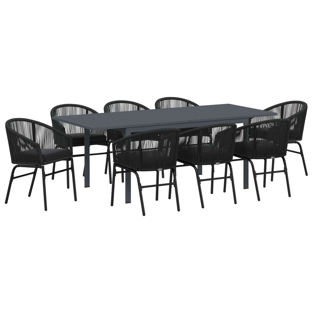 vidaXL Zestaw do jadalni w ogrodzie 9 pcs Czarny polirattan