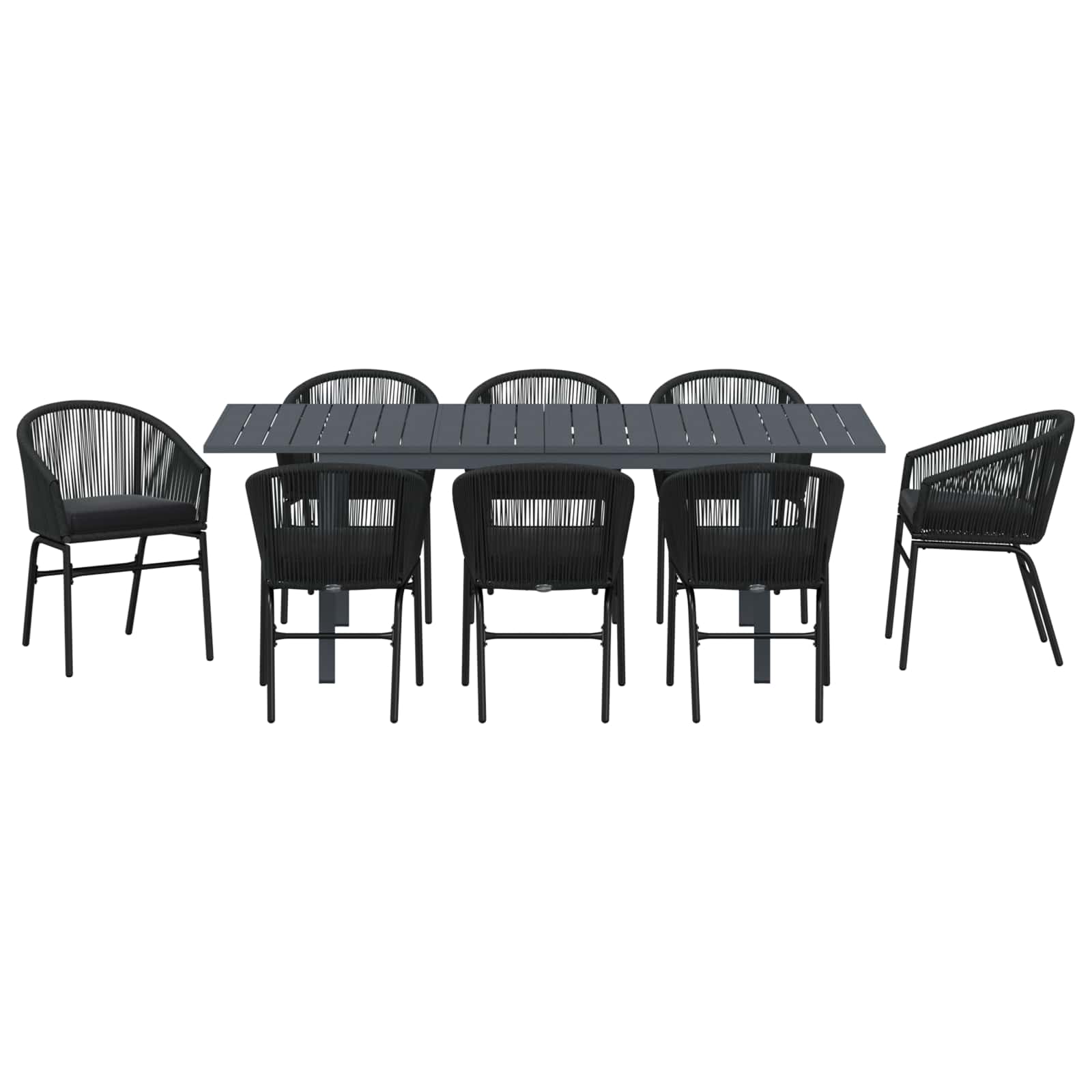vidaXL Zestaw do jadalni w ogrodzie 9 pcs Czarny polirattan