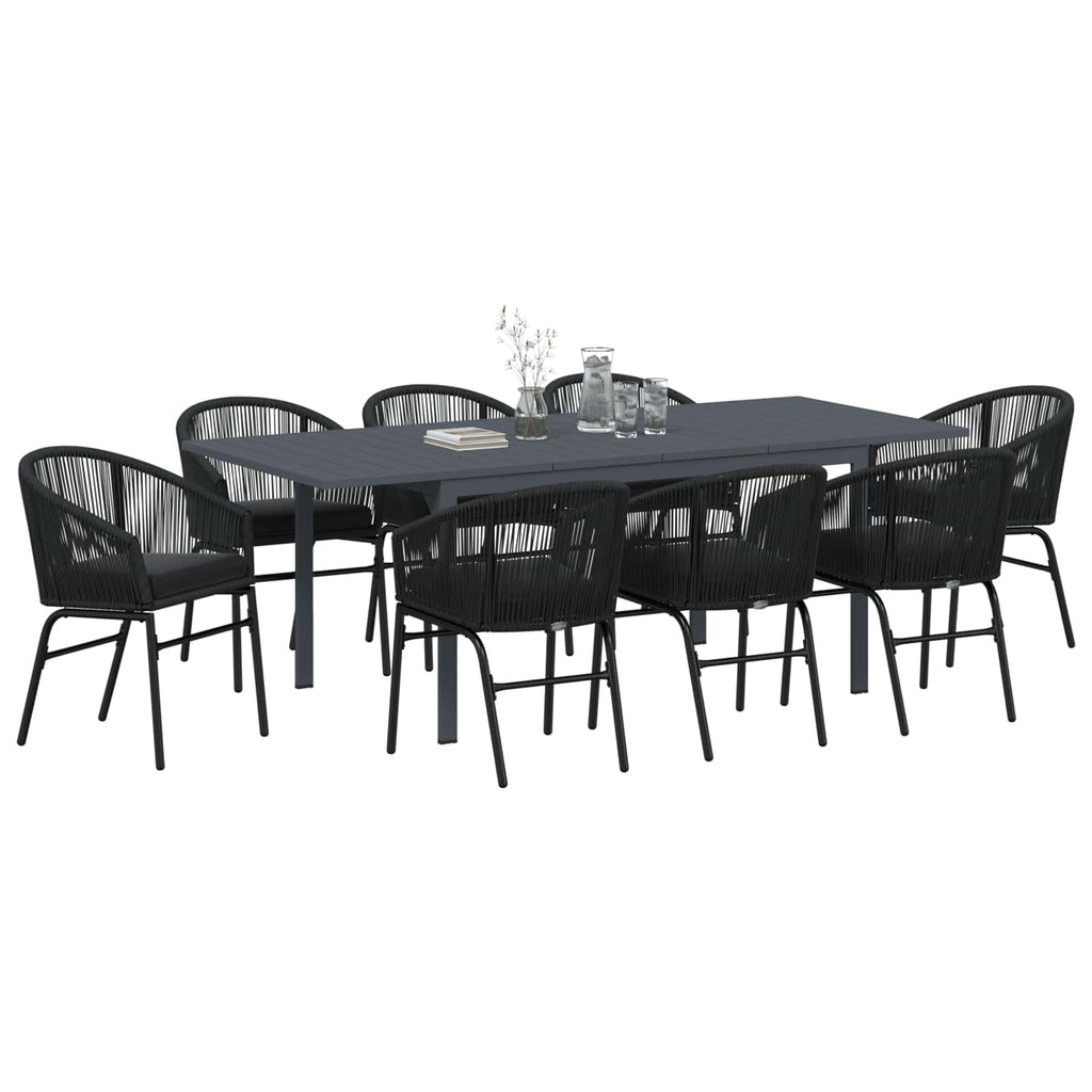 vidaXL Zestaw do jadalni w ogrodzie 9 pcs Czarny polirattan