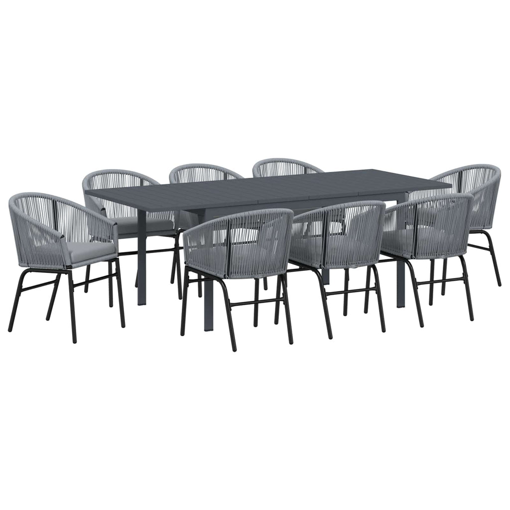vidaXL Zestaw do jadalni w ogrodzie 9 pcs Szary polirattan