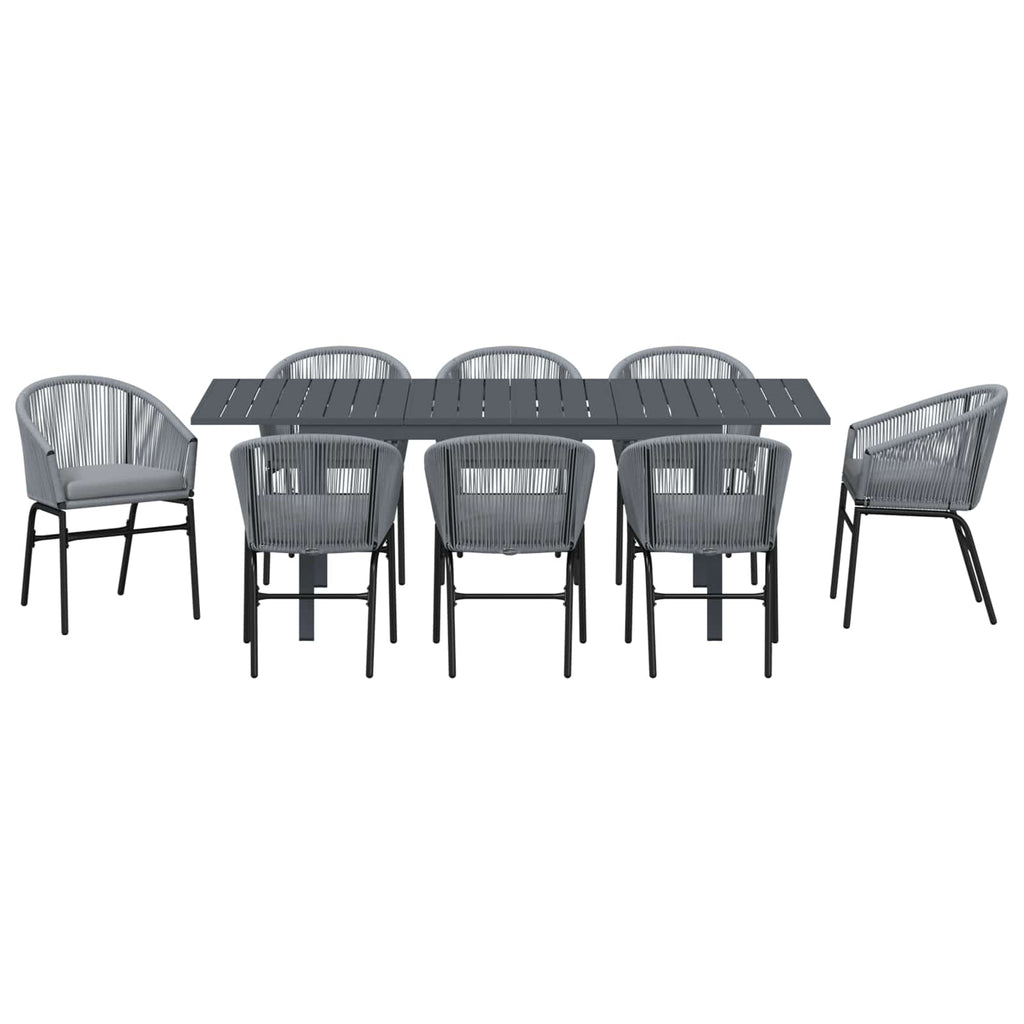vidaXL Zestaw do jadalni w ogrodzie 9 pcs Szary polirattan