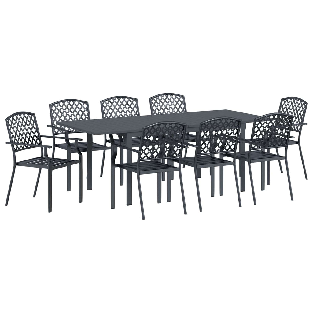 vidaXL Zestaw do jadalni w ogrodzie 9 pcs Antracyt Stal