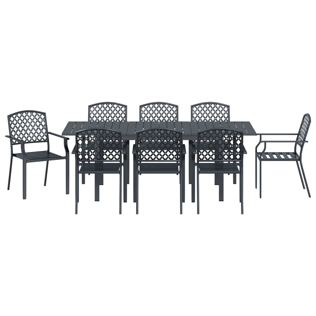 vidaXL Zestaw do jadalni w ogrodzie 9 pcs Antracyt Stal