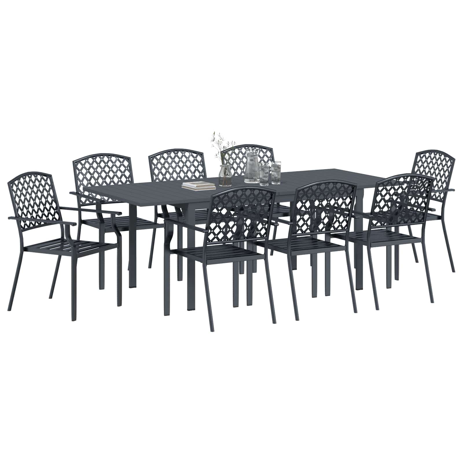 vidaXL Zestaw do jadalni w ogrodzie 9 pcs Antracyt Stal