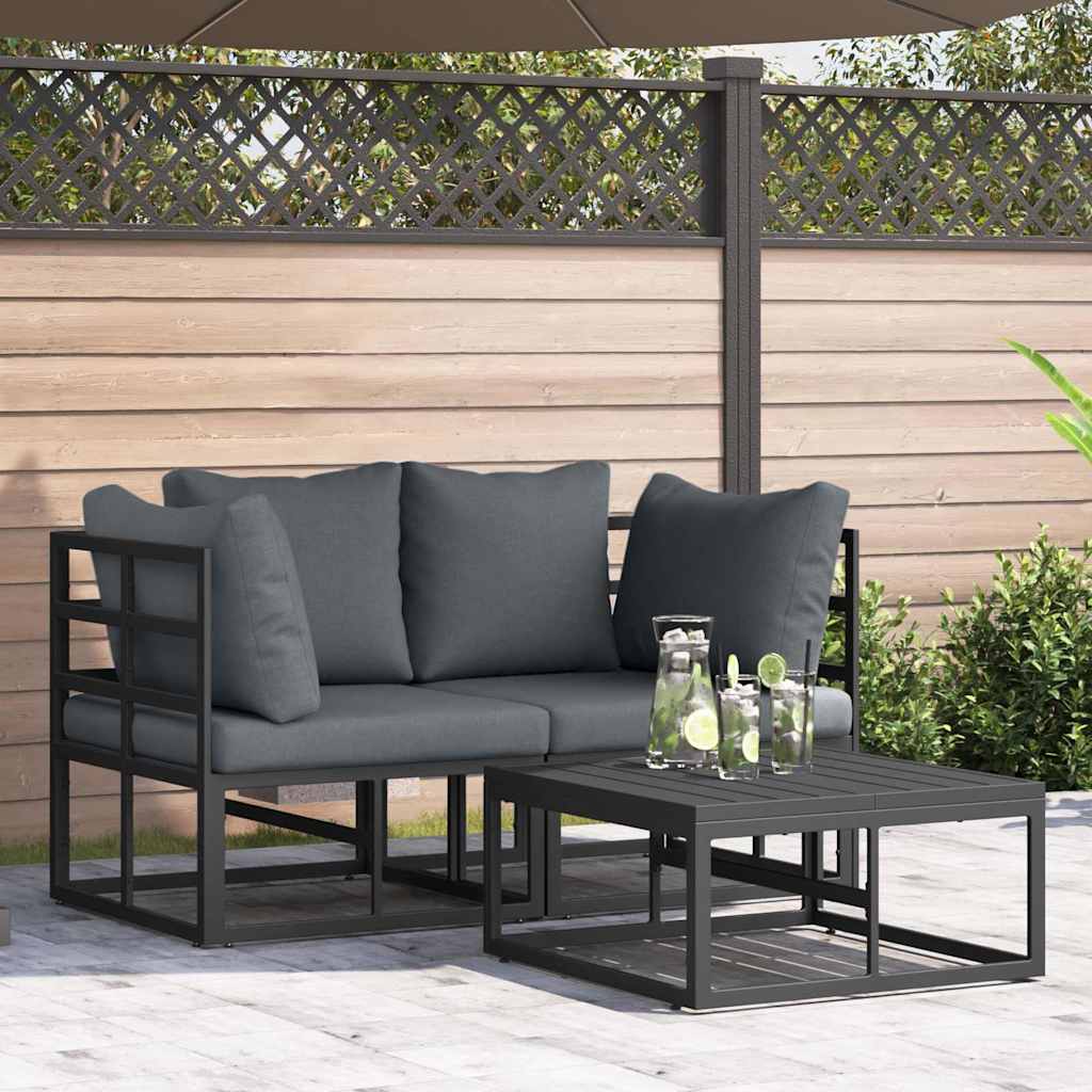 vidaXL Zestaw Sof na Ogród 3 pcs Czarny Metal