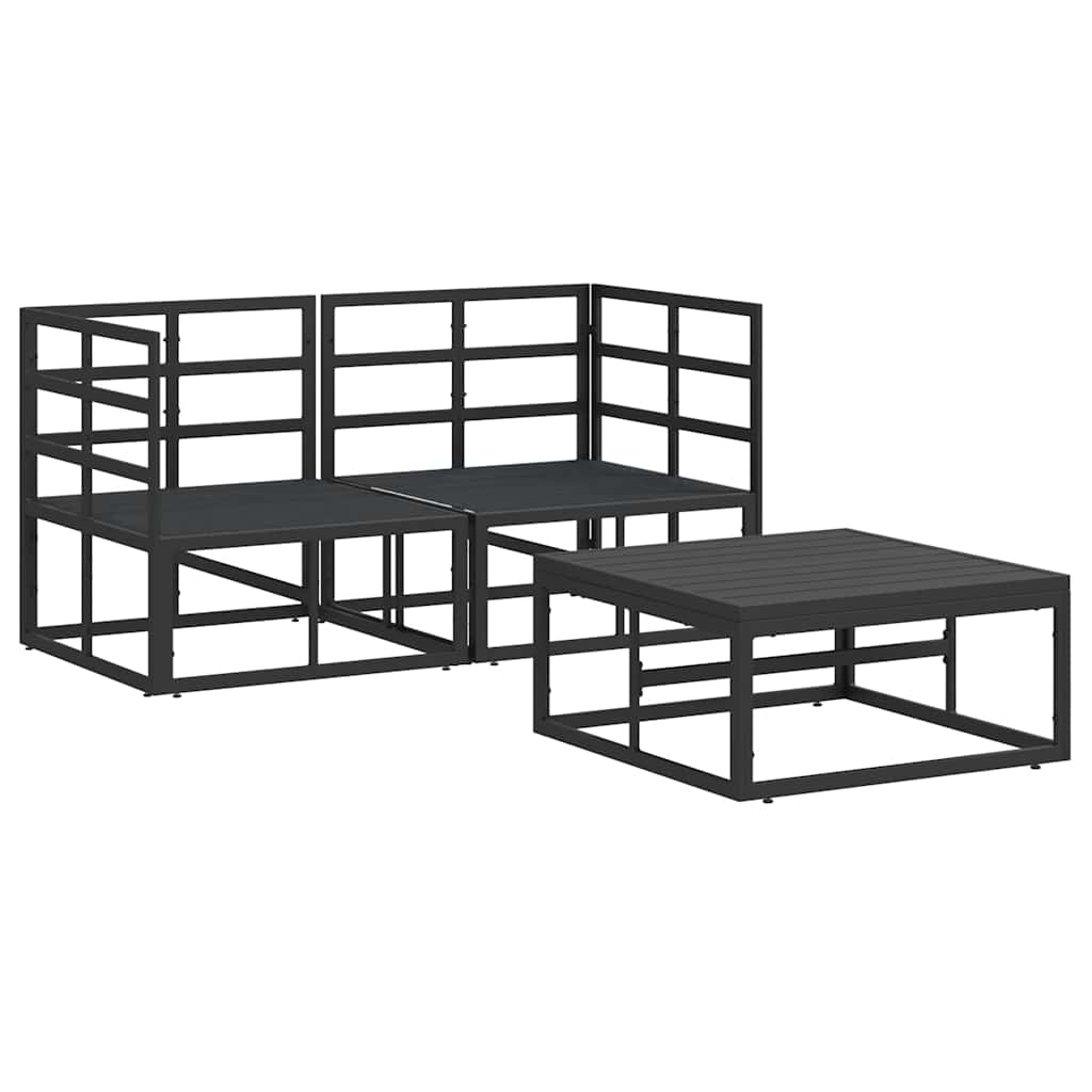 vidaXL Zestaw Sof na Ogród 3 pcs Czarny Metal
