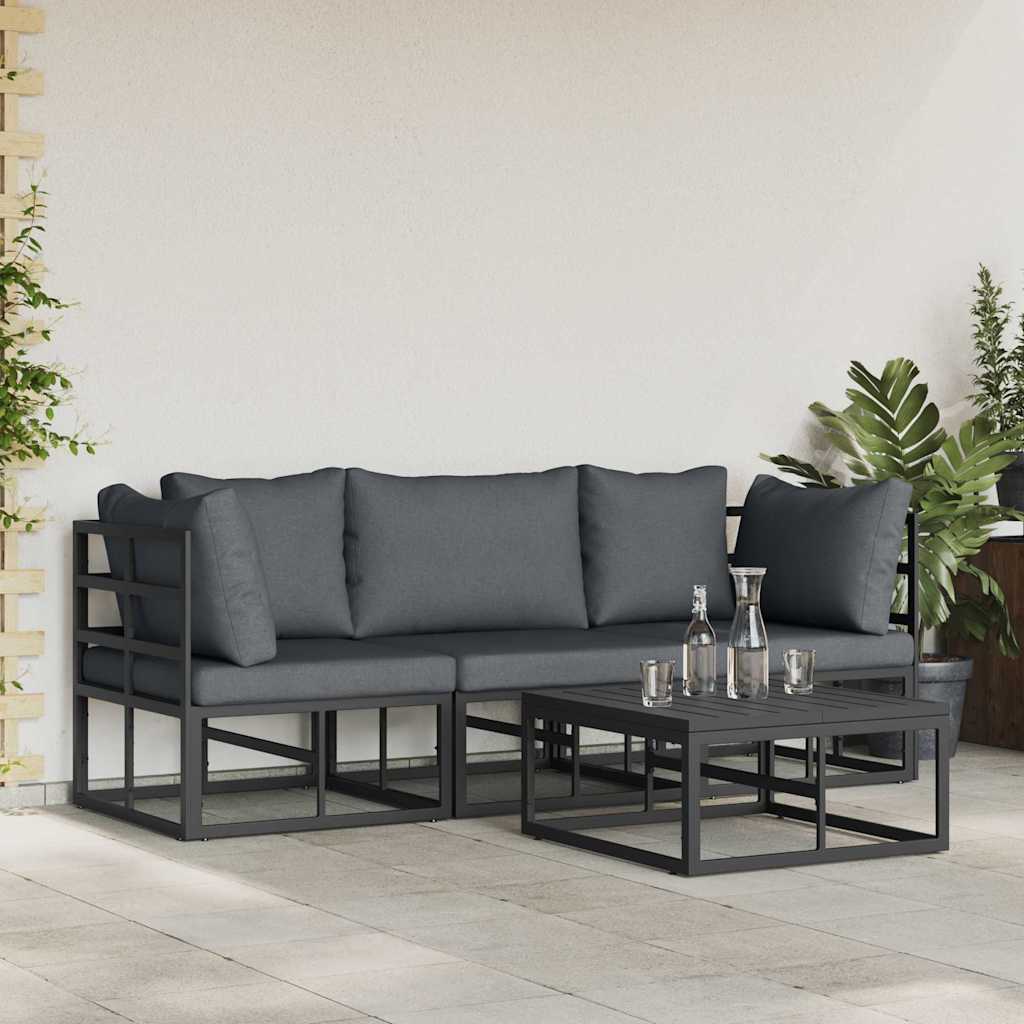 vidaXL Zestaw Sof na Ogród 4 pcs Czarny Metal